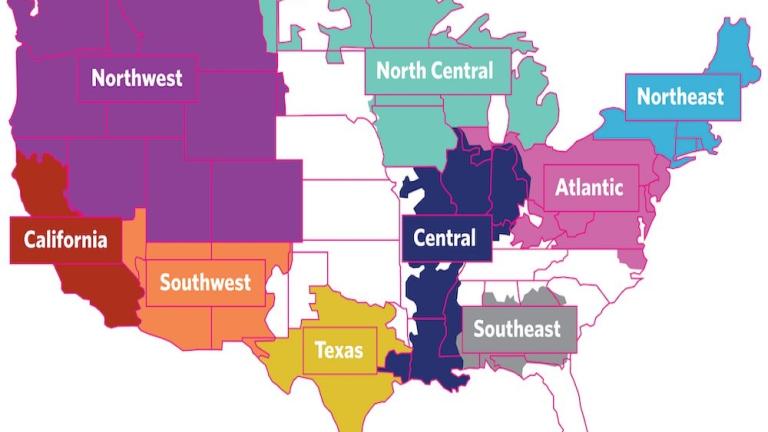 An online model developed by an MIT Energy Initiative team enables other researchers and operators of U.S. regional grids to explore possible pathways to decarbonization. Case studies of the nine regional power grids shown here confirm the importance of designing a strategy based on the resources and electricity demand profiles of specific regions.