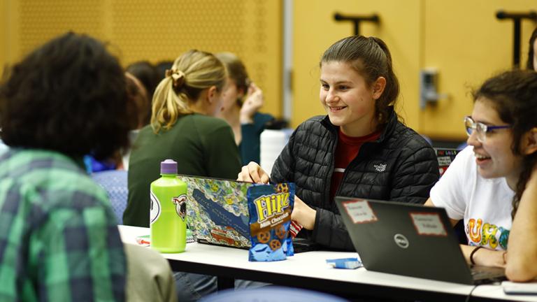 Students in the MCSC Climate and Sustainability Scholars Program collaborate during class.