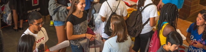 Students at a group event