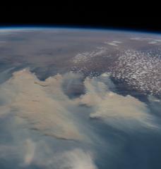 Smoke from bushfires blankets the southeast coastline of Australia during the wildfires in 2020.