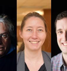 The three leads on the Climate Grand Challenges flagship proposal "Preparing for a new world of weather and climate extremes" are (left to right) Kerry Emanuel, Miho Mazereeuw, and Paul O'Gorman.