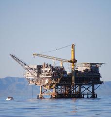 An oil rig in the Santa Barbara Channel